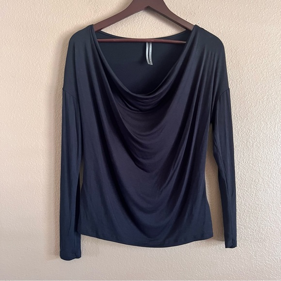 Anthropologie Tops - Anthropologie Black Cowl Neck Stretch Knit Top Size Small